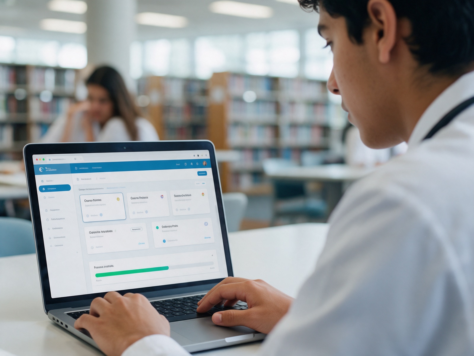 Estudiante de medicina usando una plataforma de aprendizaje